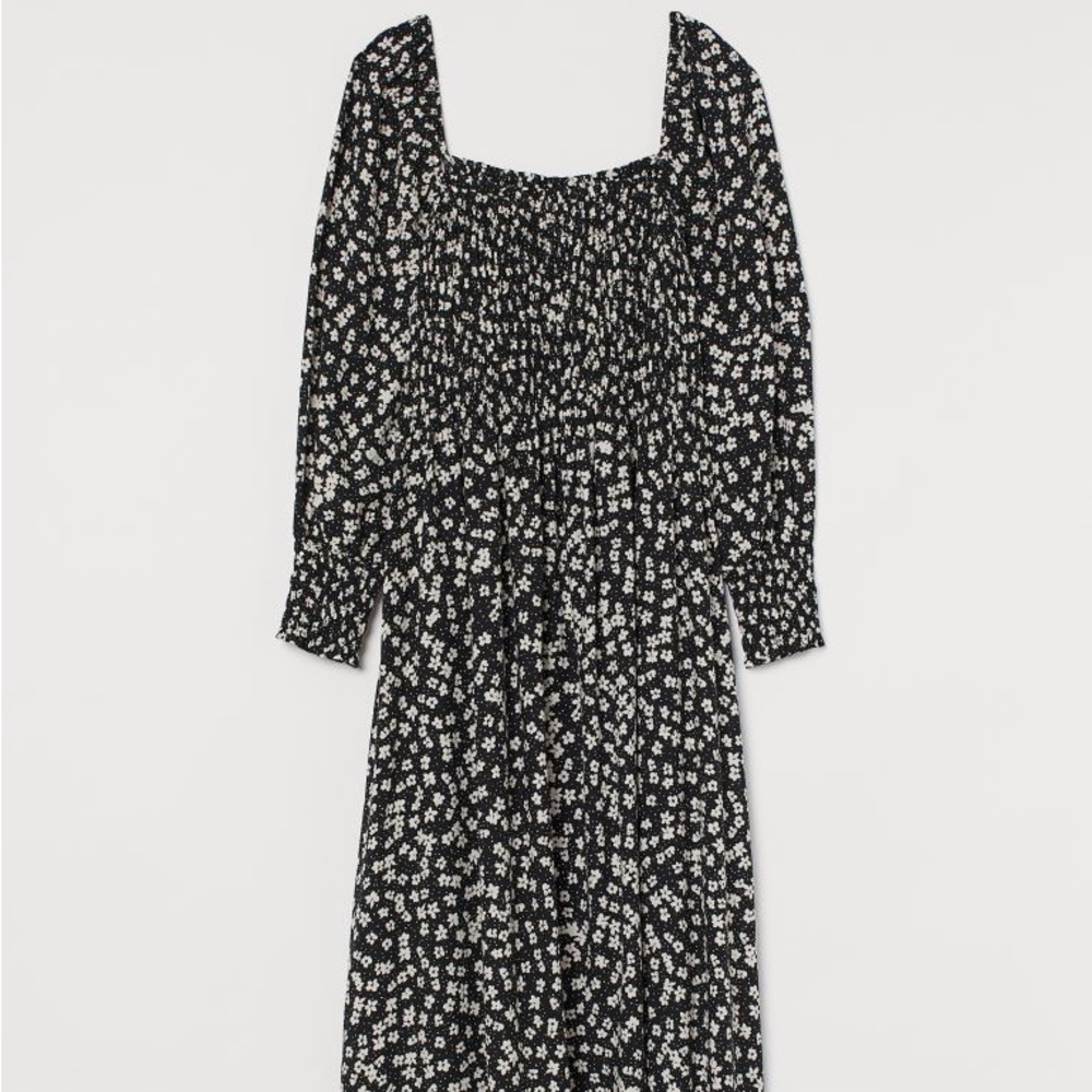H&M floral print smocked midi dress
